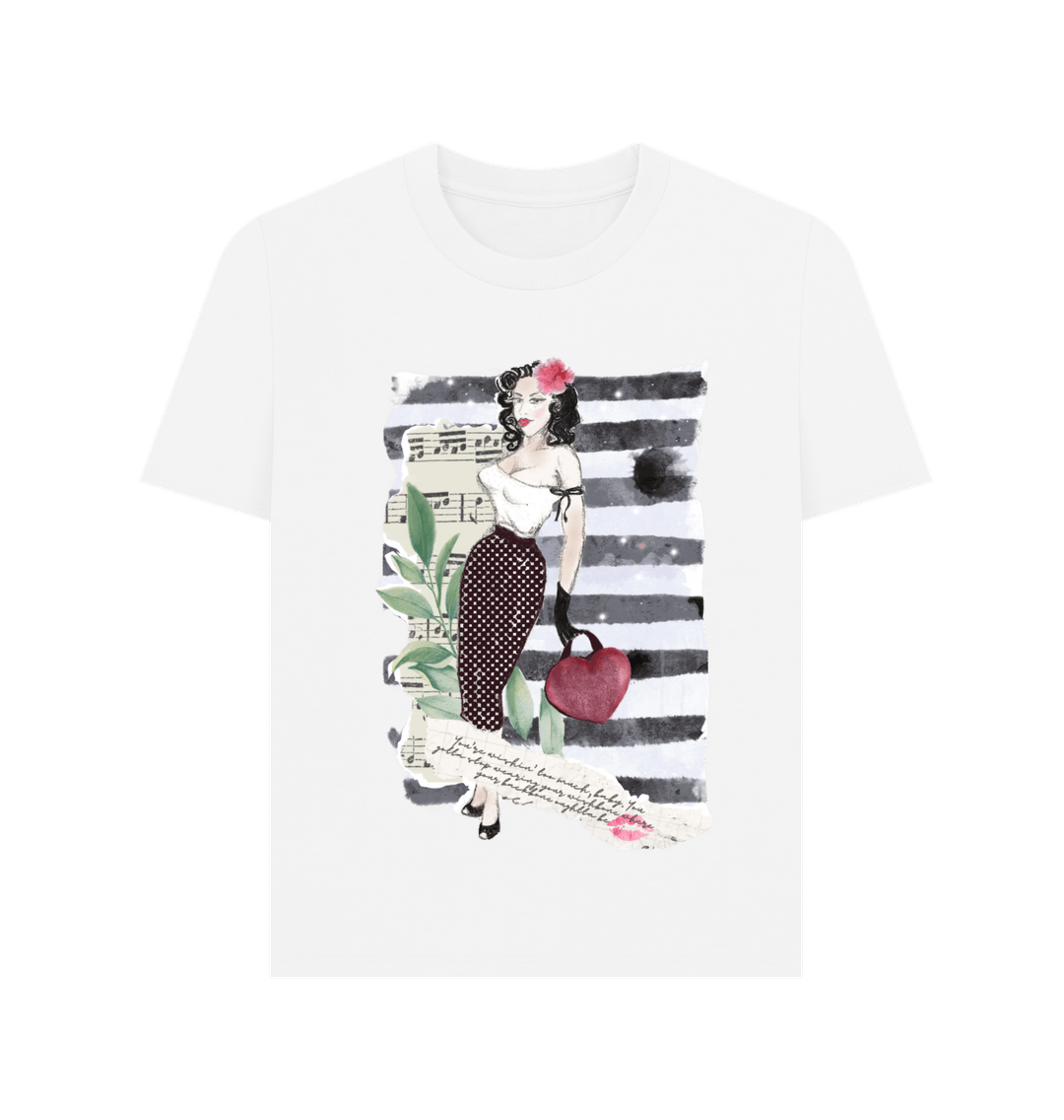 White WOMENS GRAPHIC T-SHIRT SCRAPBOOK PRINT \u00a323