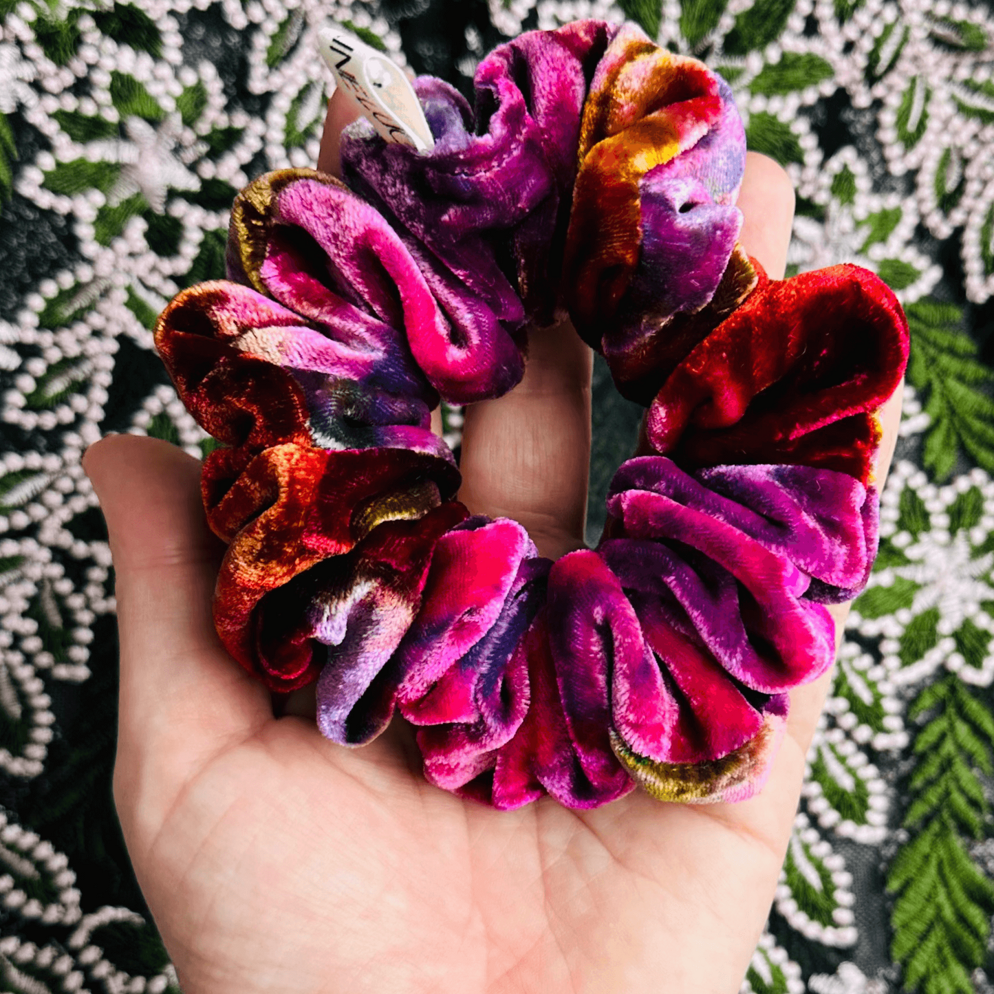 PINK/PURPLE/ GOLDS SILK VELVET SCRUNCHIE from £6