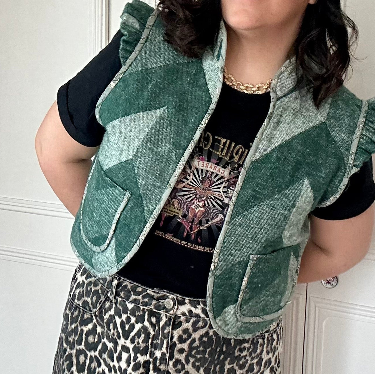 UPCYCLED WOVEN QUILTED WAISTCOAT £59.00