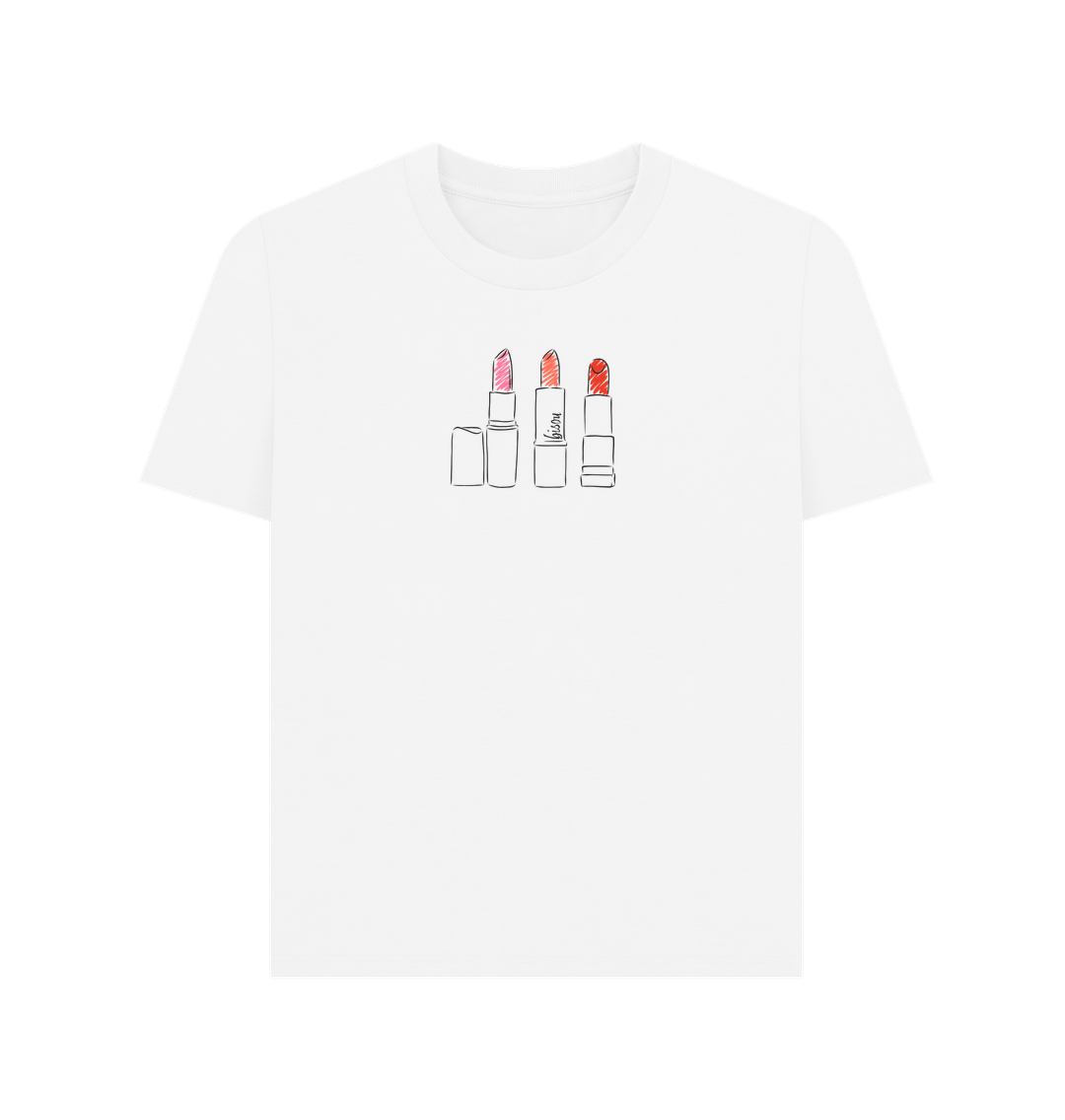 White BISOU LIPSTICK WHITE PRINTED T-SHIRT