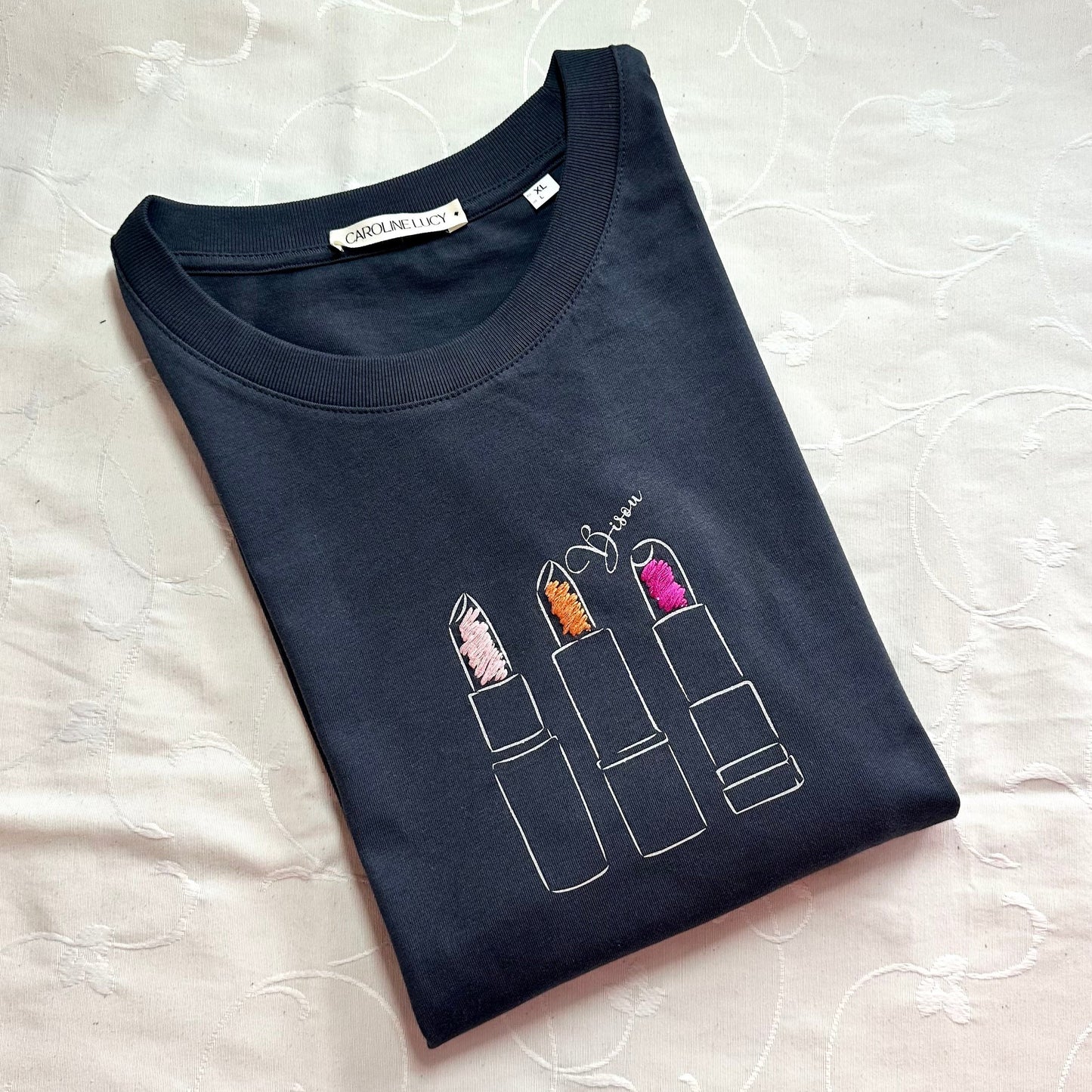 BISOU KISS LIPSTICK 3/4 LENGTH SLEEVE T-SHIRT £23