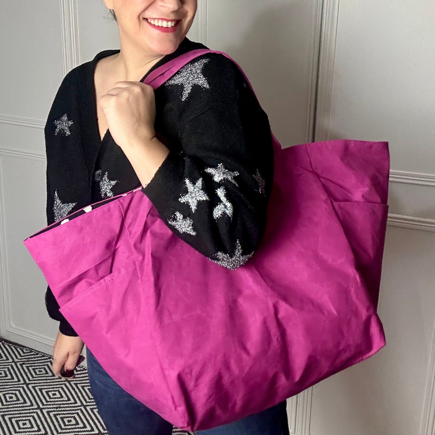 LARGE SHOPPING WEEKEND BAG IN MAGENTA