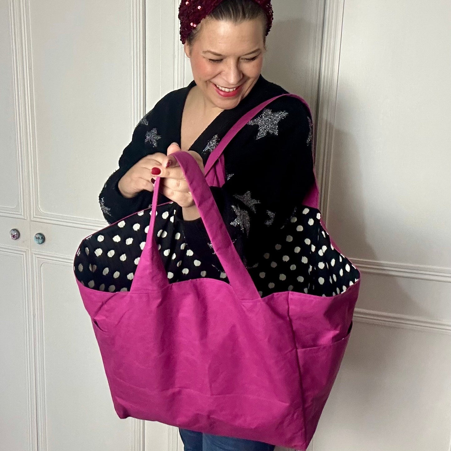 LARGE SHOPPING WEEKEND BAG IN MAGENTA